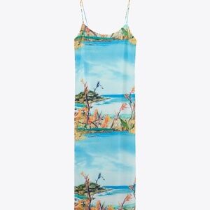 Zara printed midi tulle dress